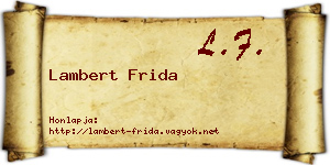 Lambert Frida névjegykártya